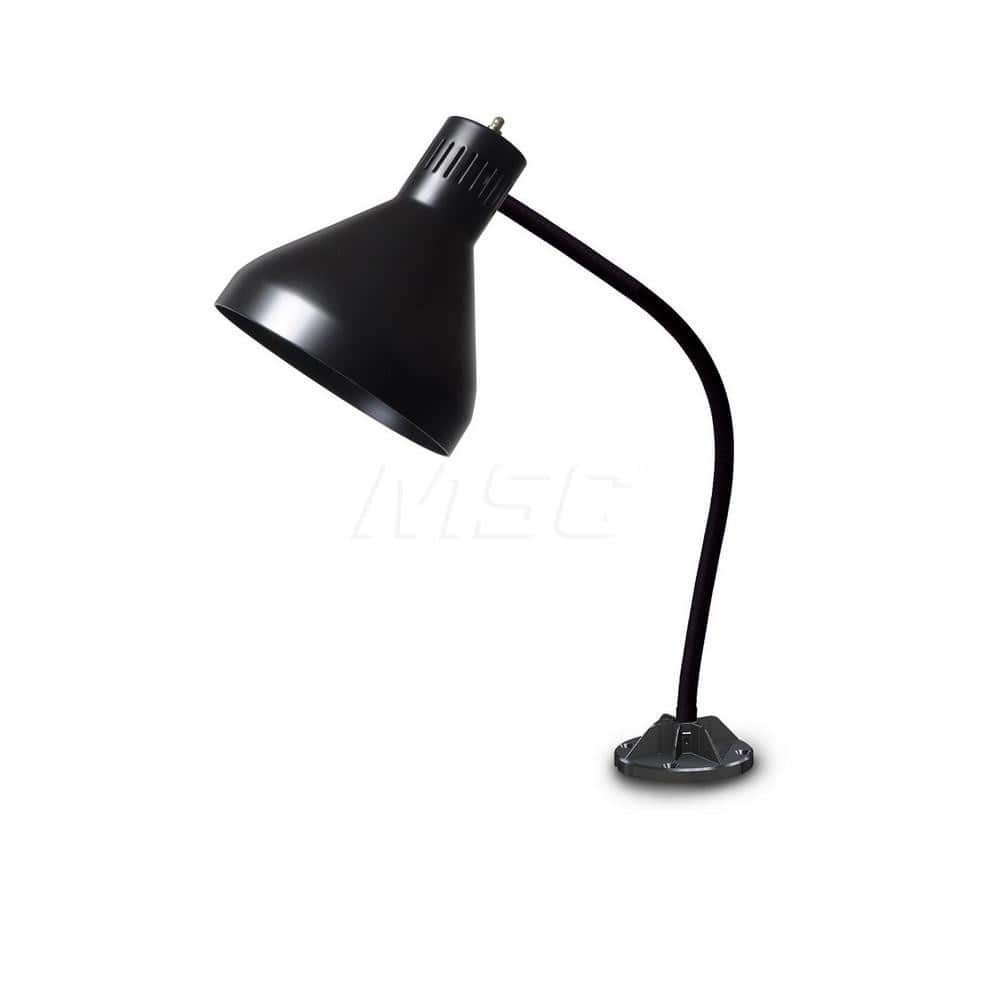 Task Light: Incandescent & LED, 25″ Reach, Gooseneck Arm, Arm & Magnetic, Black 120V, 8 Watts