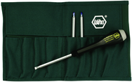 4 Piece - ESD Safe Interchangeable Blade Set Includes ESD Safe Handle - #10891 - Slotted 3; 4; 6 and Phillips #0; 1 & 2 Blades in Canvas Pouch - A1 Tooling