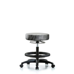 Lab Stool: Vinyl, 25″ Seat Width, 25″ Seat Depth Round Height