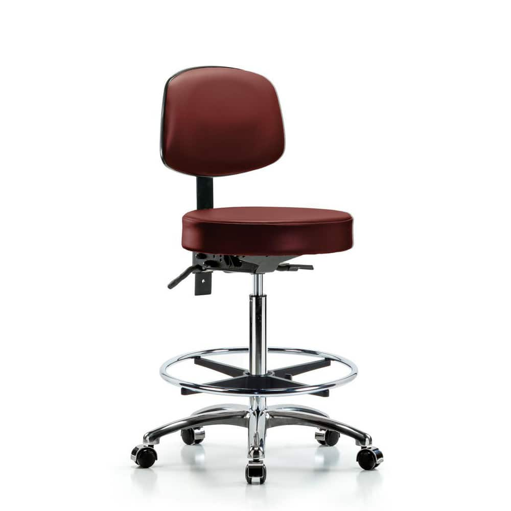 Lab Stool: Vinyl, 25″ Seat Width, 25″ Seat Depth Round Height