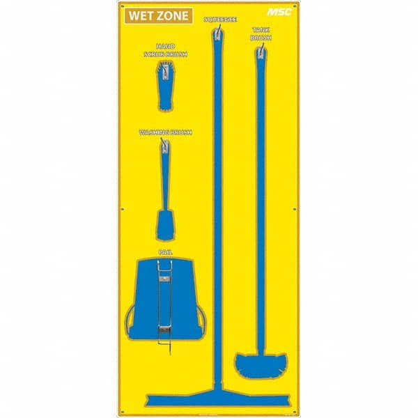 30 x 68″ Acrylic Shadow Board 1 Panel, 5 Hooks, Yellow/Blue