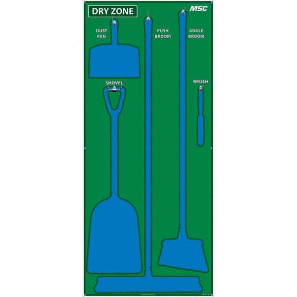 30 x 68″ Aluminum Composite Panel Shadow Board 1 Panel, 5 Hooks, Green/Blue