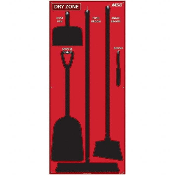 30 x 68″ Acrylic Shadow Board 1 Panel, 5 Hooks, Red/Black