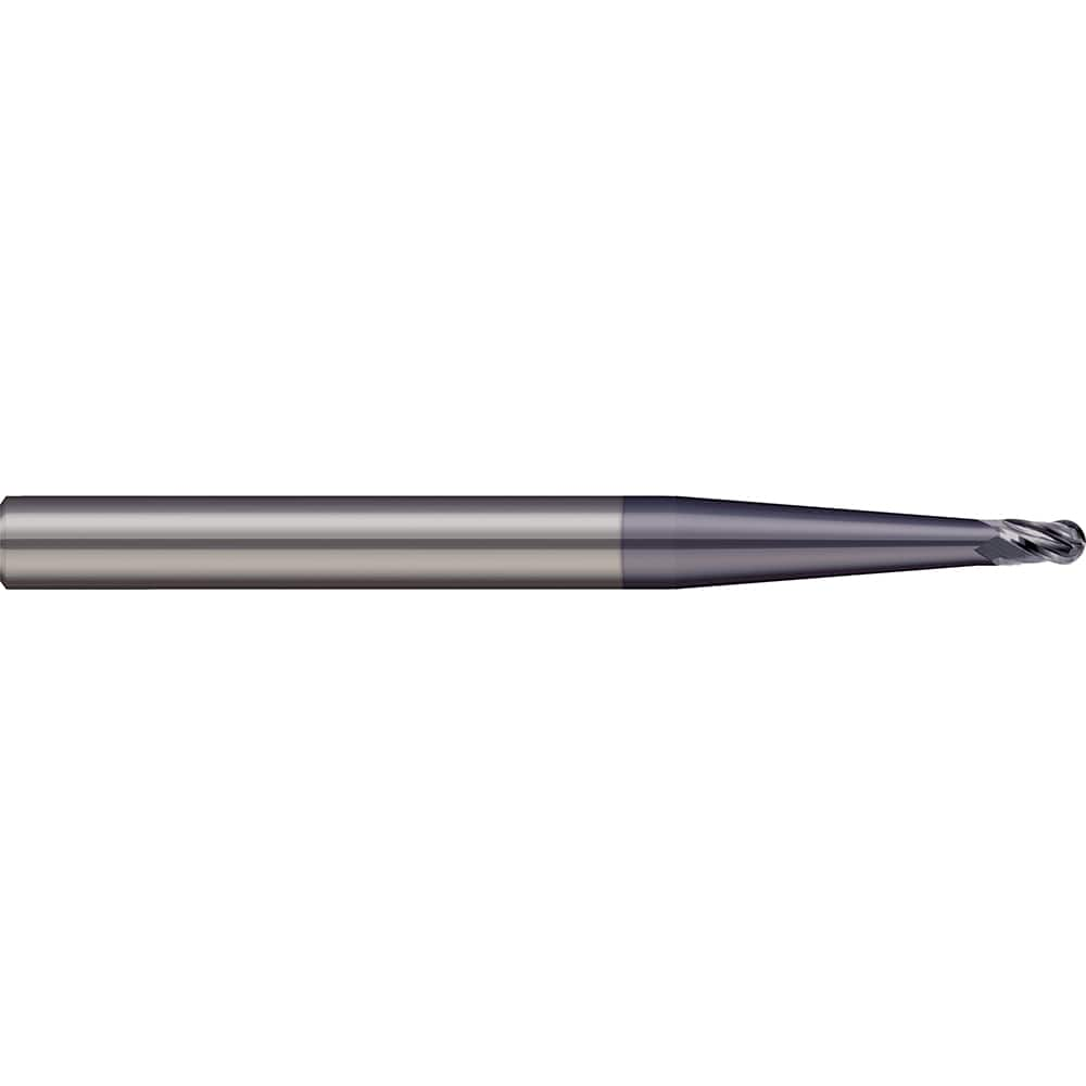 Ball End Mill: 0.75″ Dia, 1.5″ LOC, 4 Flute, Solid Carbide 4″ OAL, 3/4″ Shank Dia, 30 ° Helix, AlTiN Coated, Single End