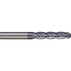 Ball End Mill: 0.9843″ Dia, 2.9528″ LOC, 2 Flute, Solid Carbide 150 mm OAL, 25 mm Shank Dia, 30 ° Helix, AlTiN Coated, Single End