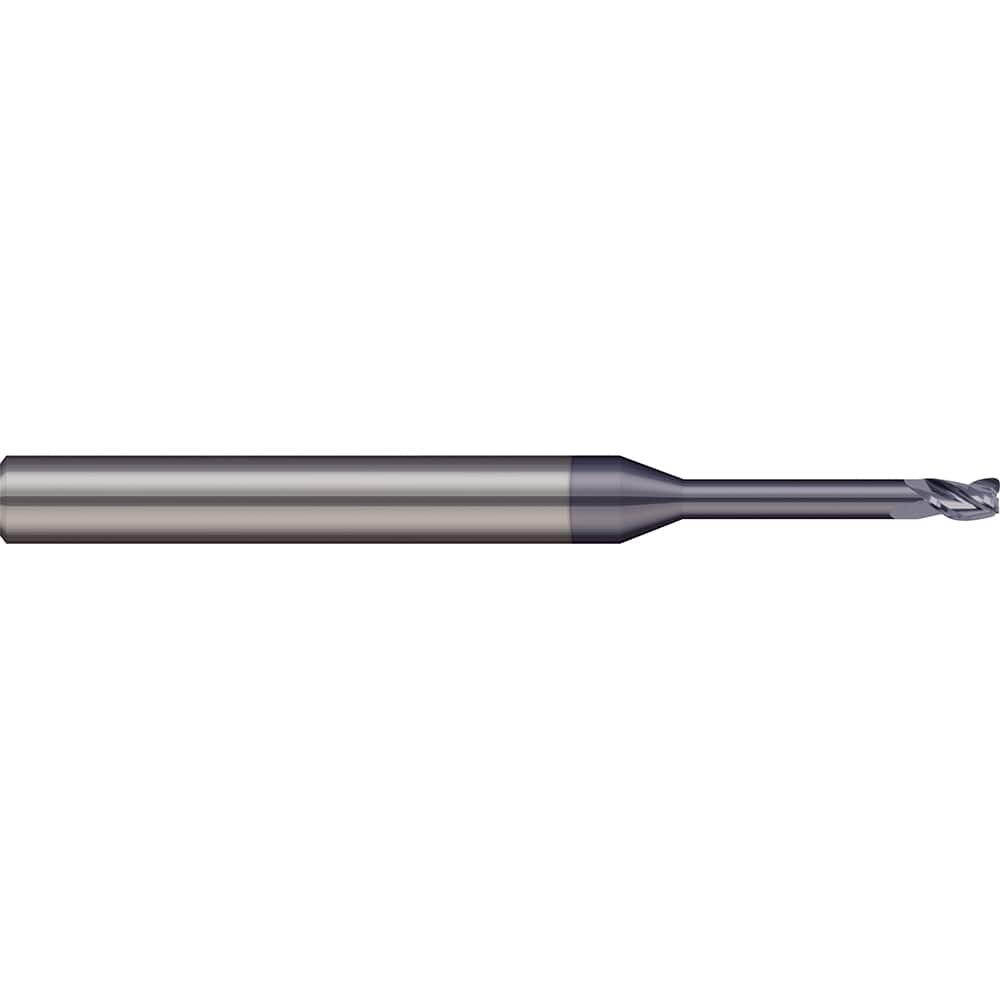 Corner Radius End Mill: 0.0781″ Dia, 0.117″ LOC, 0.01″ Radius, 2 Flutes, Solid Carbide 1-1/2″ OAL, 1/8″ Shank Dia, 20 ° Helix, nACRo Coated, Corner Radius End