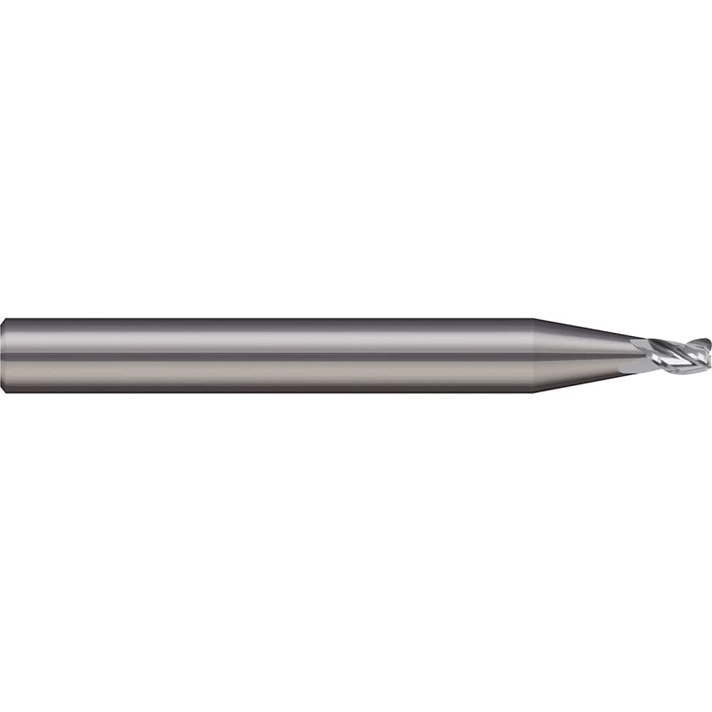 Corner Radius End Mill: 1/8″ Dia, 1/8″ LOC, 0.005″ Radius, 2 Flutes, Solid Carbide 2″ OAL, 3/16″ Shank Dia, 20 ° Helix, Bright/Uncoated, Corner Radius End