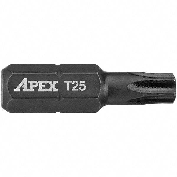 Apex - 1/4" Drive T25 Torx Screwdriver Bit - 1" OAL, Insert Bit - A1 Tooling