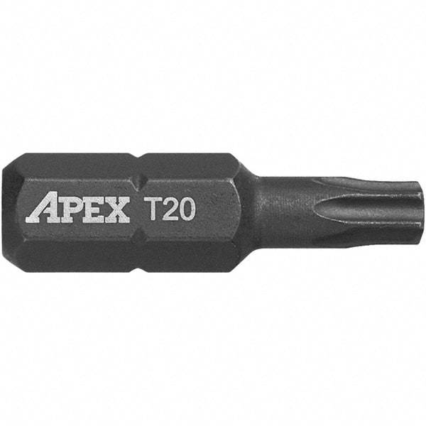 Apex - 1/4" Drive T20 Torx Screwdriver Bit - 1" OAL, Insert Bit - A1 Tooling