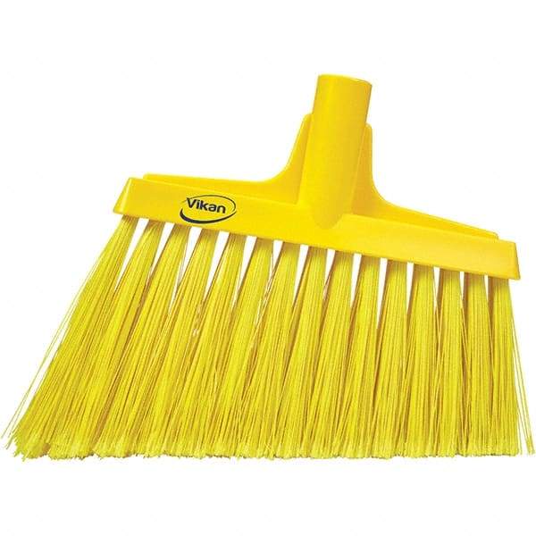 Vikan - 11-1/2" Wide, Yellow Polyester Bristles, Angled Broom - Flagged, Water Resistant - A1 Tooling