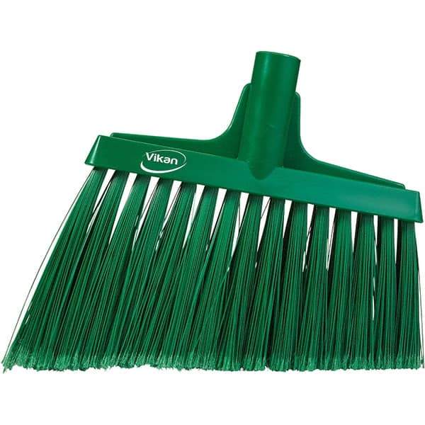 Vikan - 11-1/2" Wide, Green Polyester Bristles, Angled Broom - Flagged, Water Resistant - A1 Tooling