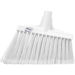 Vikan - 11-1/2" Wide, White Polyester Bristles, Angled Broom - Flagged, Water Resistant - A1 Tooling