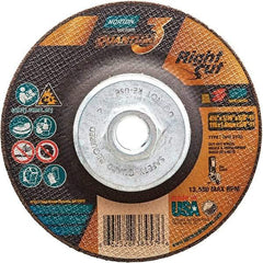 Norton - 36 Grit, 4-1/2" Wheel Diam, 1/16" Wheel Thickness, Type 27 Depressed Center Wheel - Coarse Grade, Ceramic Alumina, Resinoid Bond, 13,580 Max RPM - A1 Tooling