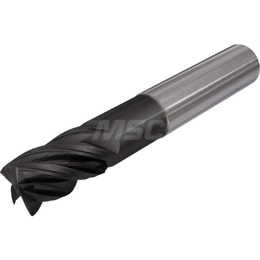 Corner Radius End Mill: 5/8″ Dia, 3″ LOC, 0.06″ Radius, 5 Flutes, Solid Carbide 6″ OAL, 5/8″ Shank Dia, 38 ° Helix, TiAlCN Coated, Corner Radius End, Centercutting, Series Flash Solid