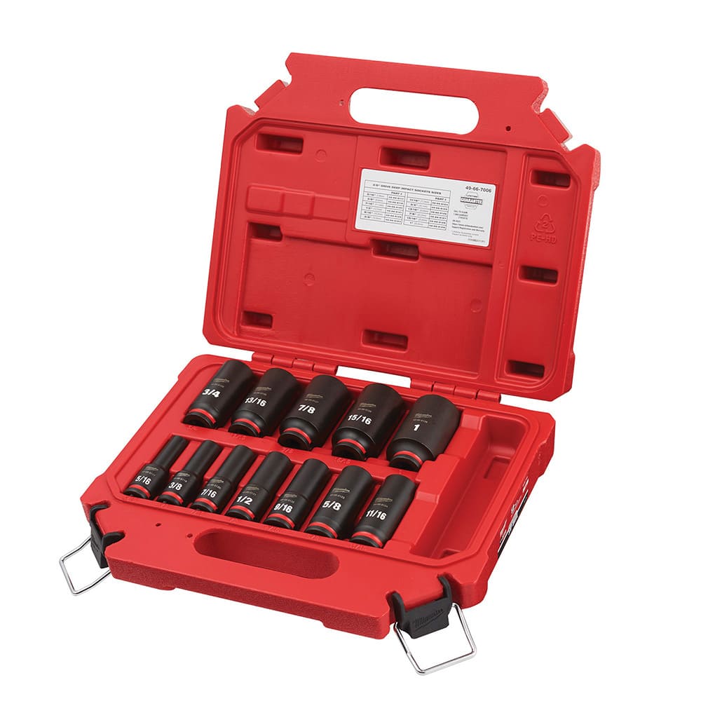 Milwaukee Tool - 12 Pc 3/8" Drive Deep Socket Set - Exact Industrial Supply