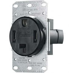 Hubbell Wiring Device-Kellems - 125/250 VAC 30A NEMA 14-30R Residential Grade Black Straight Blade Single Receptacle - A1 Tooling