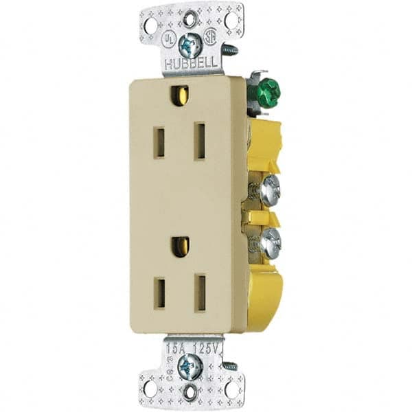 Hubbell Wiring Device-Kellems - 125V 15A NEMA 5-15R Residential Grade Ivory Straight Blade Duplex Receptacle - A1 Tooling