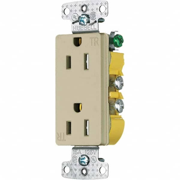 Hubbell Wiring Device-Kellems - 125V 15A NEMA 5-15R Residential Grade Ivory Straight Blade Duplex Receptacle - A1 Tooling