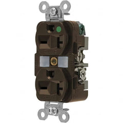 Hubbell Wiring Device-Kellems - 250 VAC 20A NEMA 6-20R Hospital Grade Brown Straight Blade Duplex Receptacle - A1 Tooling