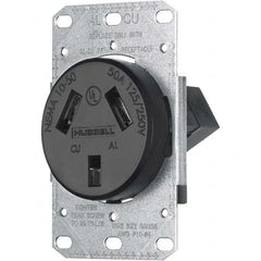 Hubbell Wiring Device-Kellems - 125/250 VAC 50A NEMA 10-50R Residential Grade Black Straight Blade Single Receptacle - A1 Tooling