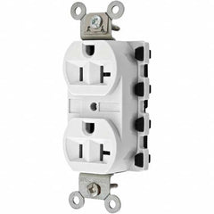 Hubbell Wiring Device-Kellems - 125V 20A NEMA 5-20R Specification Grade White Straight Blade Duplex Receptacle - A1 Tooling