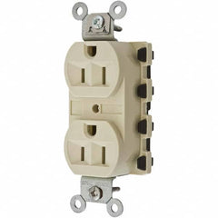 Hubbell Wiring Device-Kellems - 125V 15A NEMA 5-15R Specification Grade Ivory Straight Blade Duplex Receptacle - A1 Tooling