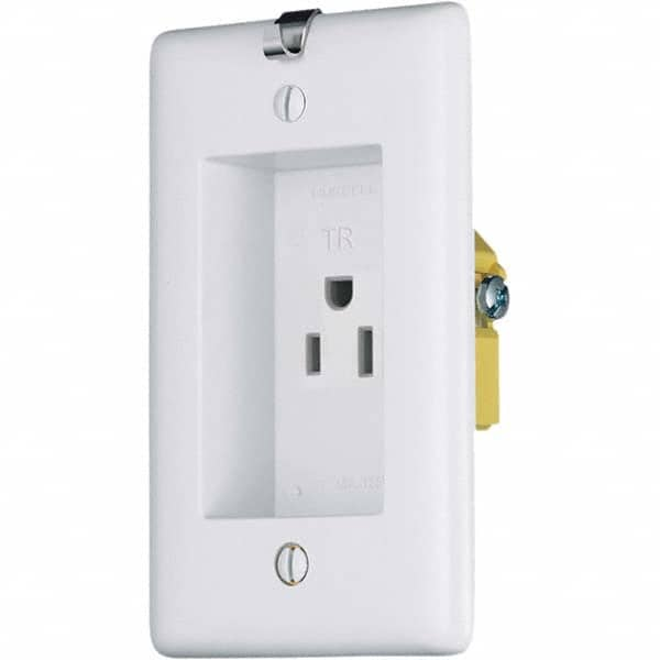 Hubbell Wiring Device-Kellems - 125V 15A NEMA 5-15R Residential Grade White Straight Blade Single Receptacle - A1 Tooling