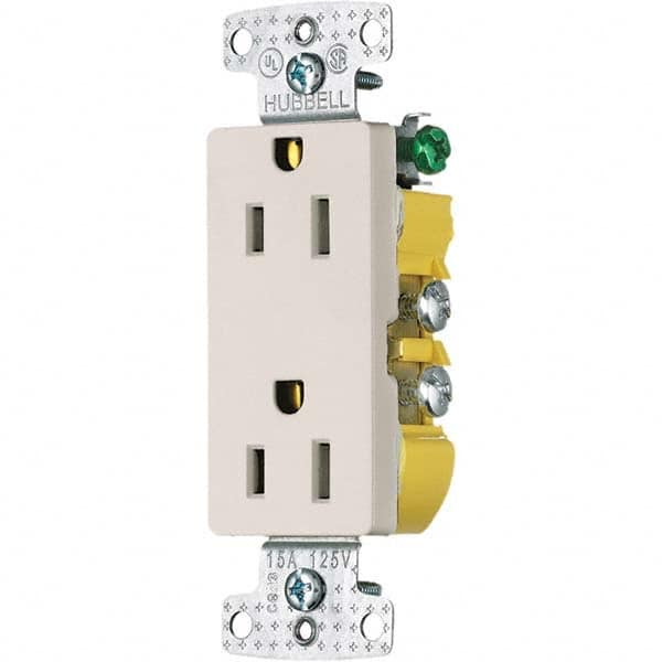 Hubbell Wiring Device-Kellems - 125V 15A NEMA 5-15R Residential Grade Light Almond Straight Blade Duplex Receptacle - A1 Tooling