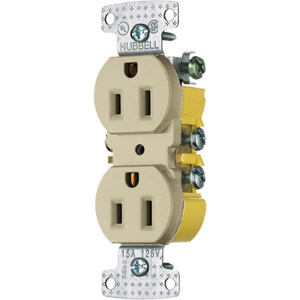 Hubbell Wiring Device-Kellems - 125V 15A NEMA 5-15R Residential Grade Ivory Straight Blade Duplex Receptacle - A1 Tooling