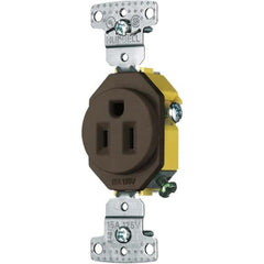 Hubbell Wiring Device-Kellems - 125V 15A NEMA 5-15R Residential Grade Brown Straight Blade Single Receptacle - A1 Tooling