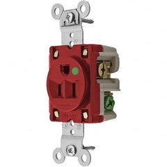 Hubbell Wiring Device-Kellems - 125V 15A NEMA 5-15R Hospital Grade Red Straight Blade Single Receptacle - A1 Tooling