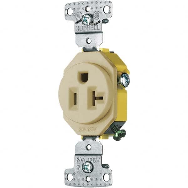 Hubbell Wiring Device-Kellems - 125V 20A NEMA 5-20R Residential Grade Ivory Straight Blade Single Receptacle - A1 Tooling