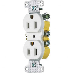 Hubbell Wiring Device-Kellems - 125V 15A NEMA 5-15R Residential Grade White Straight Blade Duplex Receptacle - A1 Tooling