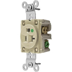 Hubbell Wiring Device-Kellems - 125V 20A NEMA 5-20R Hospital Grade Ivory Straight Blade Single Receptacle - A1 Tooling