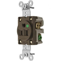 Hubbell Wiring Device-Kellems - 125V 15A NEMA 5-15R Hospital Grade Brown Straight Blade Single Receptacle - A1 Tooling