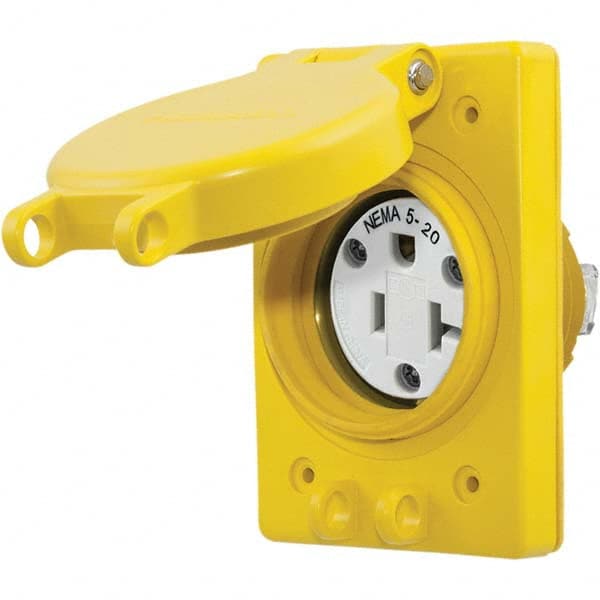 Hubbell Wiring Device-Kellems - 125V 20A NEMA 5-20R Industrial Grade Yellow Straight Blade Single Receptacle - A1 Tooling