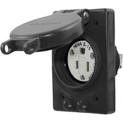 Hubbell Wiring Device-Kellems - 125V 15A NEMA 5-15R Industrial Grade Black Straight Blade Single Receptacle - A1 Tooling