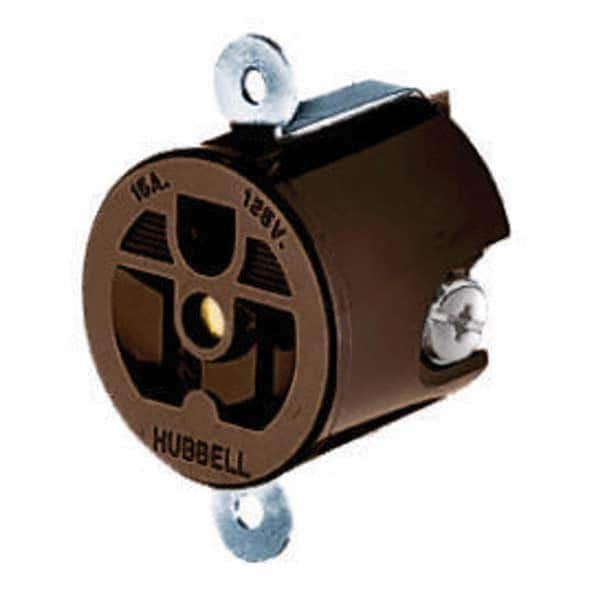 Hubbell Wiring Device-Kellems - 125V 15A NEMA 5-15R Industrial Grade Brown Straight Blade Single Receptacle - A1 Tooling