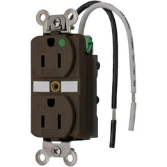 Hubbell Wiring Device-Kellems - 125V 15A NEMA 5-15R Hospital Grade Brown Straight Blade Duplex Receptacle - A1 Tooling