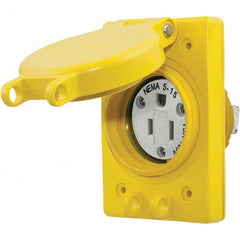 Hubbell Wiring Device-Kellems - 125V 15A NEMA 5-15R Industrial Grade Yellow Straight Blade Single Receptacle - A1 Tooling