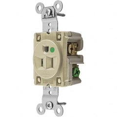 Hubbell Wiring Device-Kellems - 125V 15A NEMA 5-15R Hospital Grade Ivory Straight Blade Single Receptacle - A1 Tooling