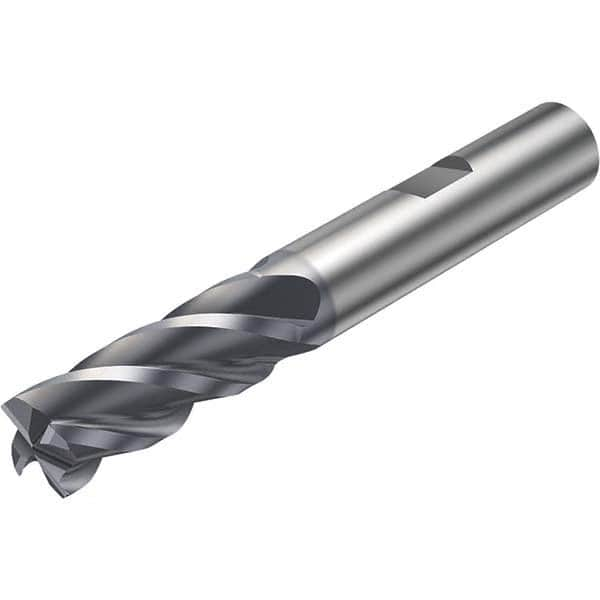 Corner Radius End Mill: 0.4724″ Dia, 4 Flutes, Solid Carbide 42 ° Helix, AlCrN Coated, Corner Radius End, Centercutting, Series 2S342