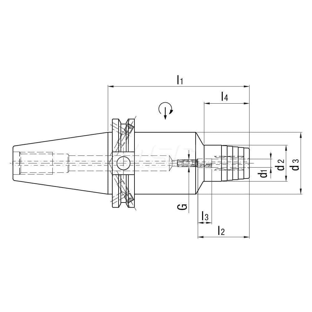 Hydraulic Tool Chuck: CAT50, CAT50, Taper Shank 101 mm Projection, 37.6 mm Nose Dia, 49 mm Clamp Depth, 25,000 RPM, Through Coolant