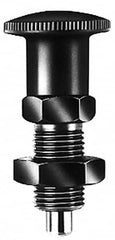 KIPP - 5/8-11, 23mm Thread Length, 8mm Plunger Diam, Lockout Knob Handle Indexing Plunger - Plunger Style A, 26mm Body Length, 74mm OAL, Steel - A1 Tooling