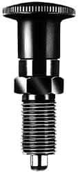 KIPP - 5/8-11, 23mm Thread Length, 8mm Plunger Diam, Lockout Knob Handle Indexing Plunger - Plunger Style D, 26mm Body Length, 74mm OAL, Steel - A1 Tooling