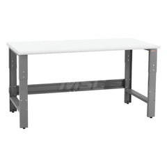 Stationary Work Bench: 96″ Wide, 24″ Deep, 36″ High, Gray & White 1,200 lb Capacity