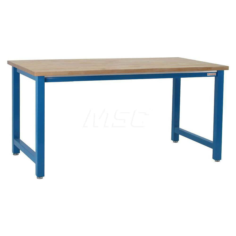 Stationary Work Bench: 60″ Wide, 24″ Deep, 34″ High, Light Blue 6,600 lb Capacity