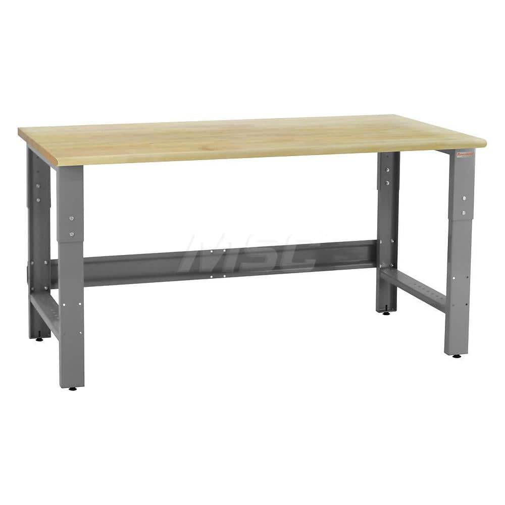 Stationary Work Bench: 96″ Wide, 24″ Deep, 36″ High, Gray 1,200 lb Capacity