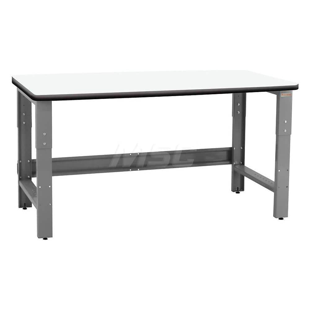 Stationary Work Bench: 60″ Wide, 30″ Deep, 36″ High, Gray & White 1,200 lb Capacity