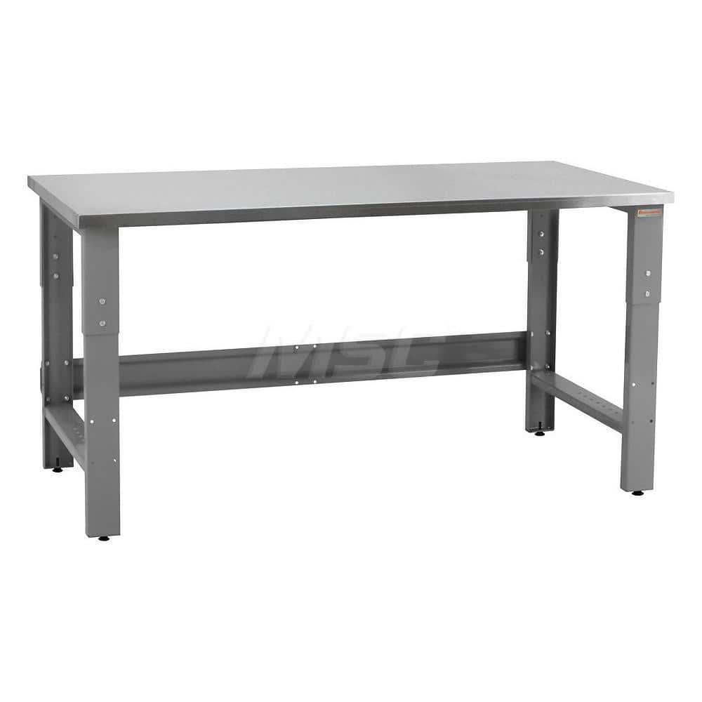 Stationary Work Bench: 60″ Wide, 36″ Deep, 36″ High, Gray 1,200 lb Capacity